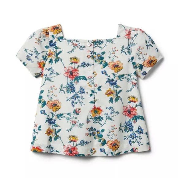 Janie and Jack Girls' Ivory Floral Sweetheart Blouse Size 18-24 Spring Cotton - Picture 1 of 7